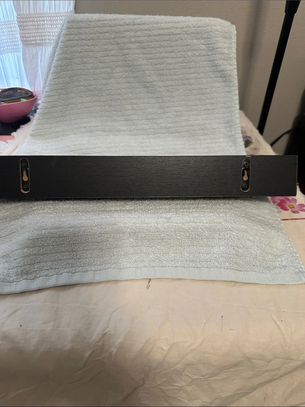 Black Wooden Wall Shelf  with Gold Knobs - New